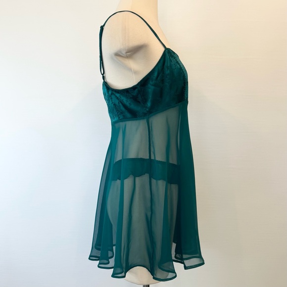 90s Victoria’s Secret Stretch Satin Vintage Green Babydoll Slip Dress 2PC NWT M🔥 - Picture 9 of 11